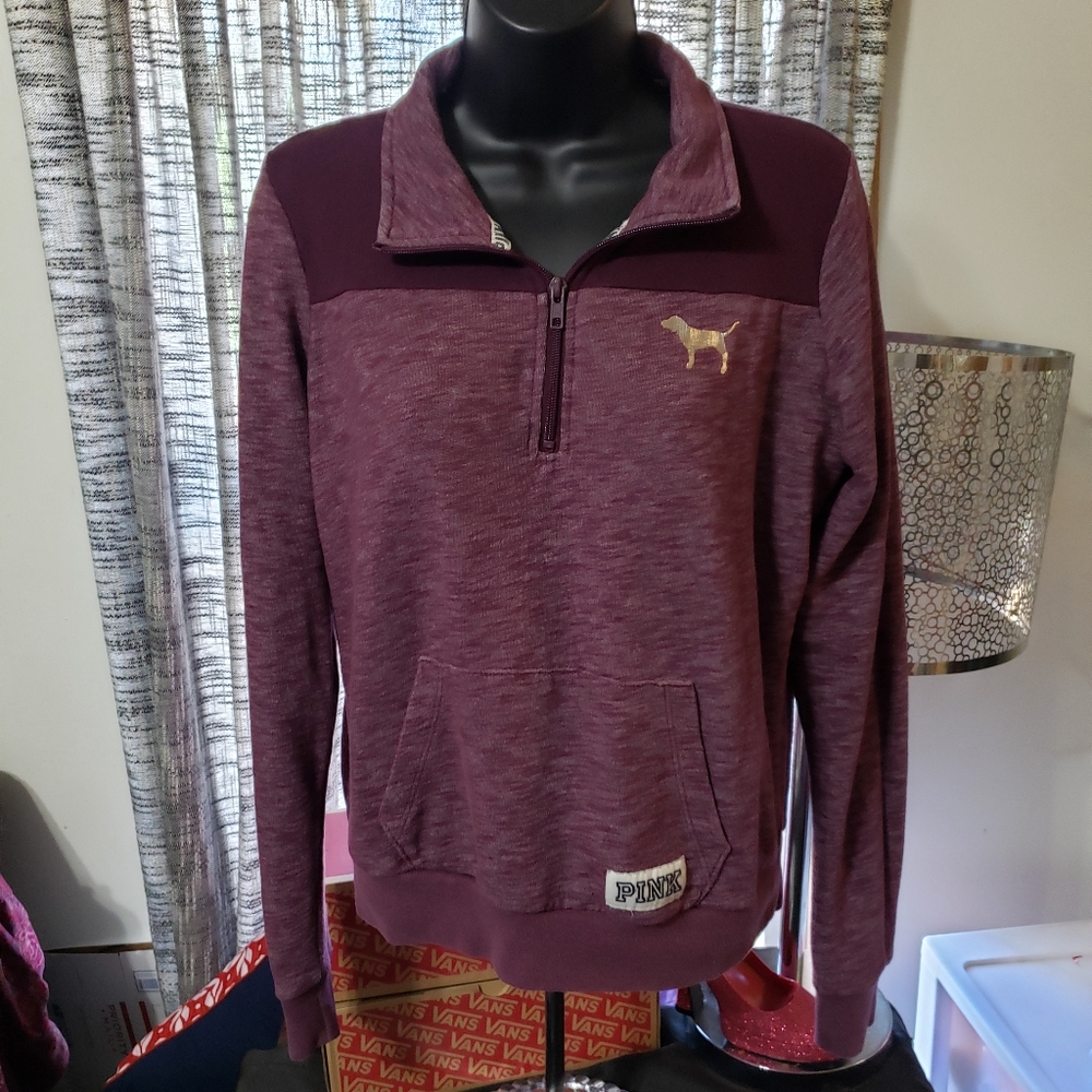 PINK Victoria's Secret 1/4 zip sweatshirt - Picture 1 of 3